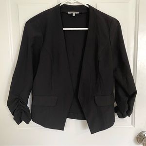 Charlotte Russe Ruched Three Quarter Sleeve Black Blazer Jacket
